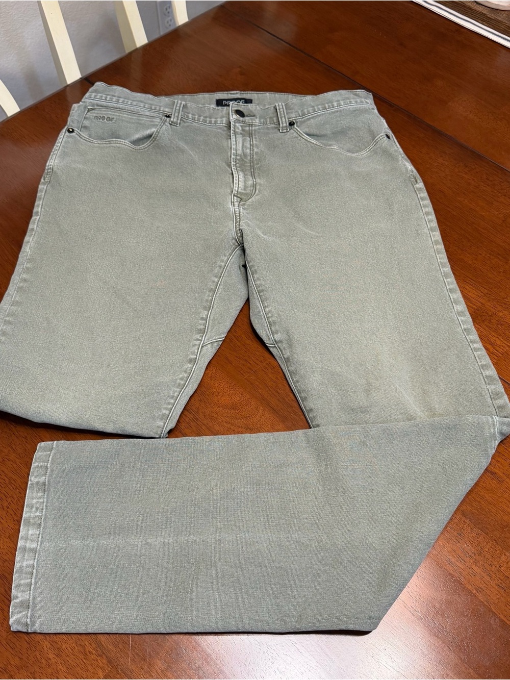 Proof Huckberry Rover Slim Pants Men's Size 34x34 Olive Green Stretch Canvas
